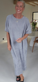 MANDIE soft velvet maxi dress soft grey