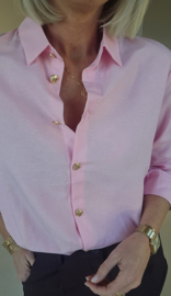 ALIA cotton shirt pink golden buttons