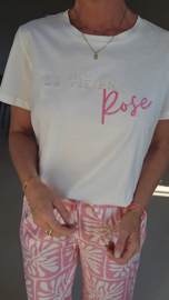 LA VIE EN ROSE cotton T-shirt white