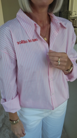 OUT OF THE OFFICE striped shirt pink