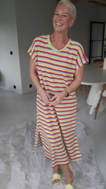 DAKOTA striped maxi sponge dress fuschia