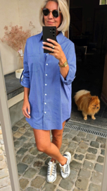 JANI striped oversized cotton shirt blue