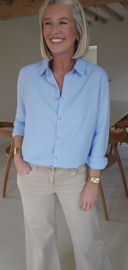 ALIA cotton shirt blue golden buttons