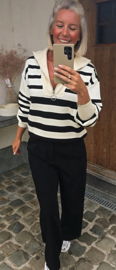 GIULI striped zipper knit black and ecru