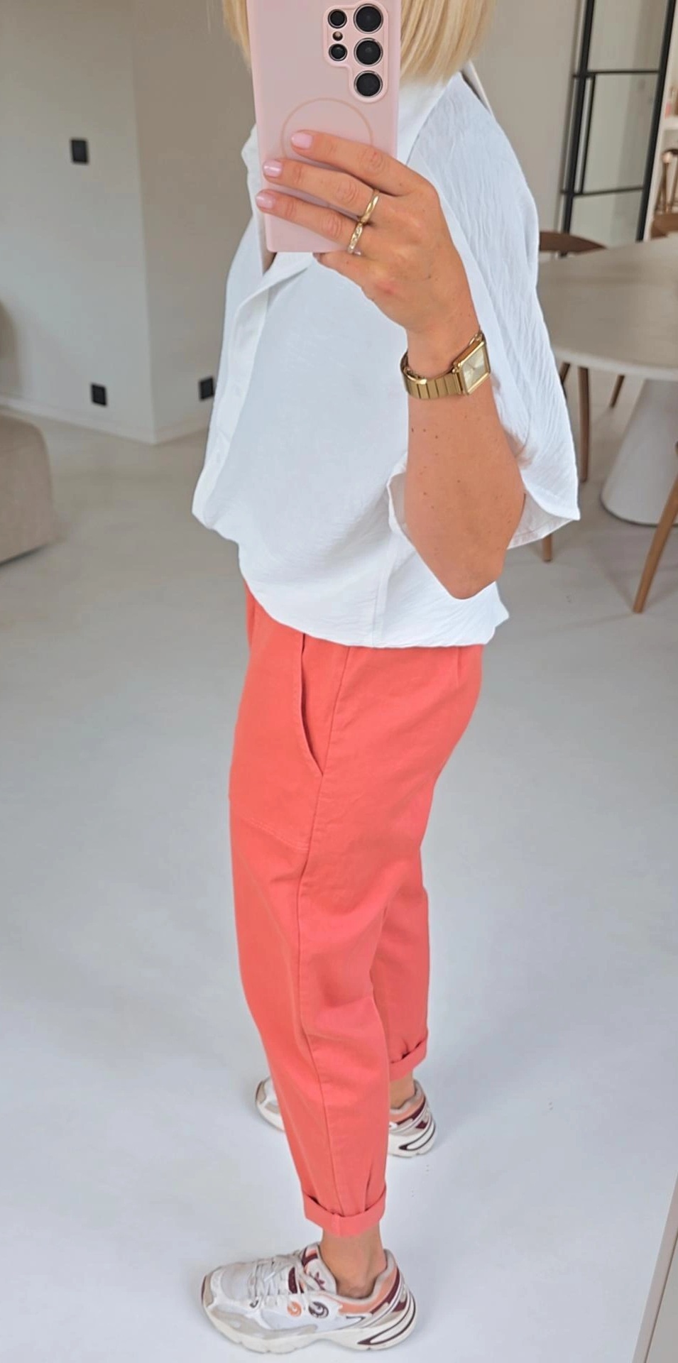 BEVIN cotton paperbag pants old pink
