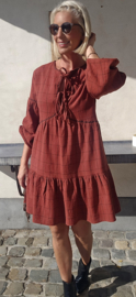 ESMEE checkered cotton dress dark terra