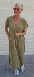 DIDI maxi terry T-shirt dress khaki v-neck