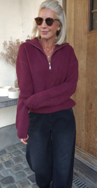 MILOU zipper knit burgundy