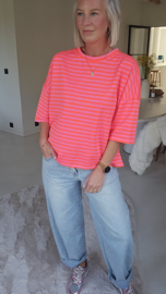 STRIPED BREEZE short-sleeved sweatshirt fuschia