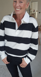ANTJE striped polo sweatshirt black white