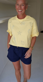 BEVIN cotton paperbag short navy