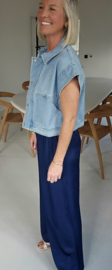 SALLI satin loose pants navy