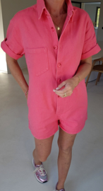JINA jeans playsuit neon raspberry