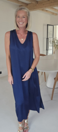 ADRIAN maxi satin dress navy