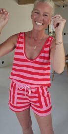BIBI striped terry set pink red