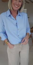 ALIA cotton shirt blue golden buttons