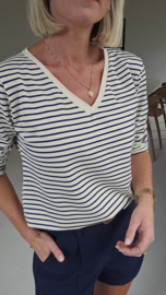 SOPHIA striped v-neck longsleeve navy