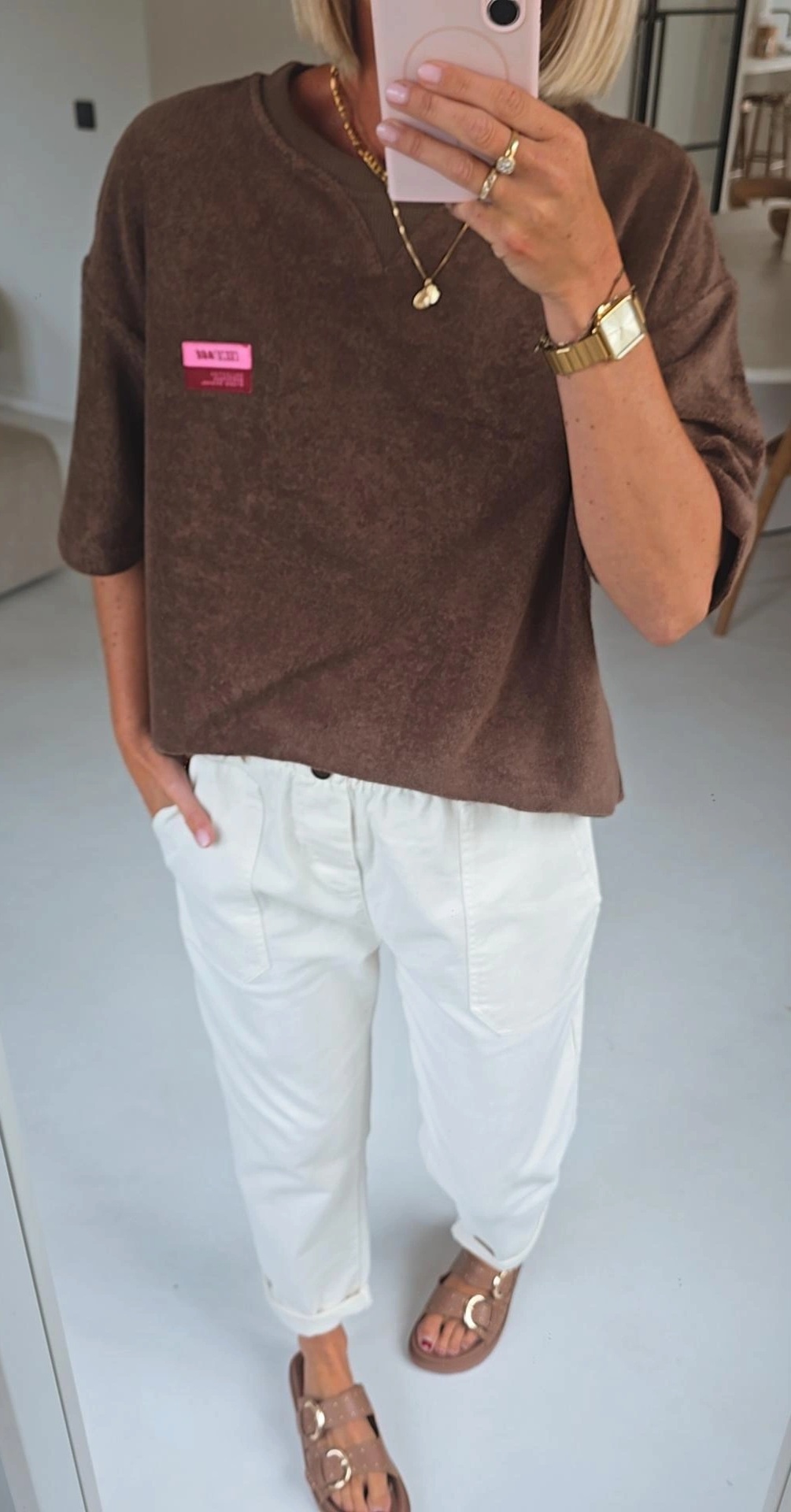 VINTAGE short-sleeved terry sweatshirt chocolat