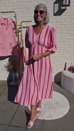 POSITANO maxi tetra dress striped raspberry