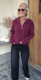 MILOU zipper knit burgundy