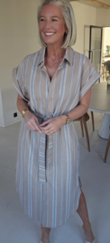 ELIZA striped maxi shirt dress camel