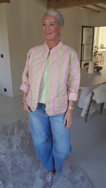 TALIA striped quilted jacket pink mint