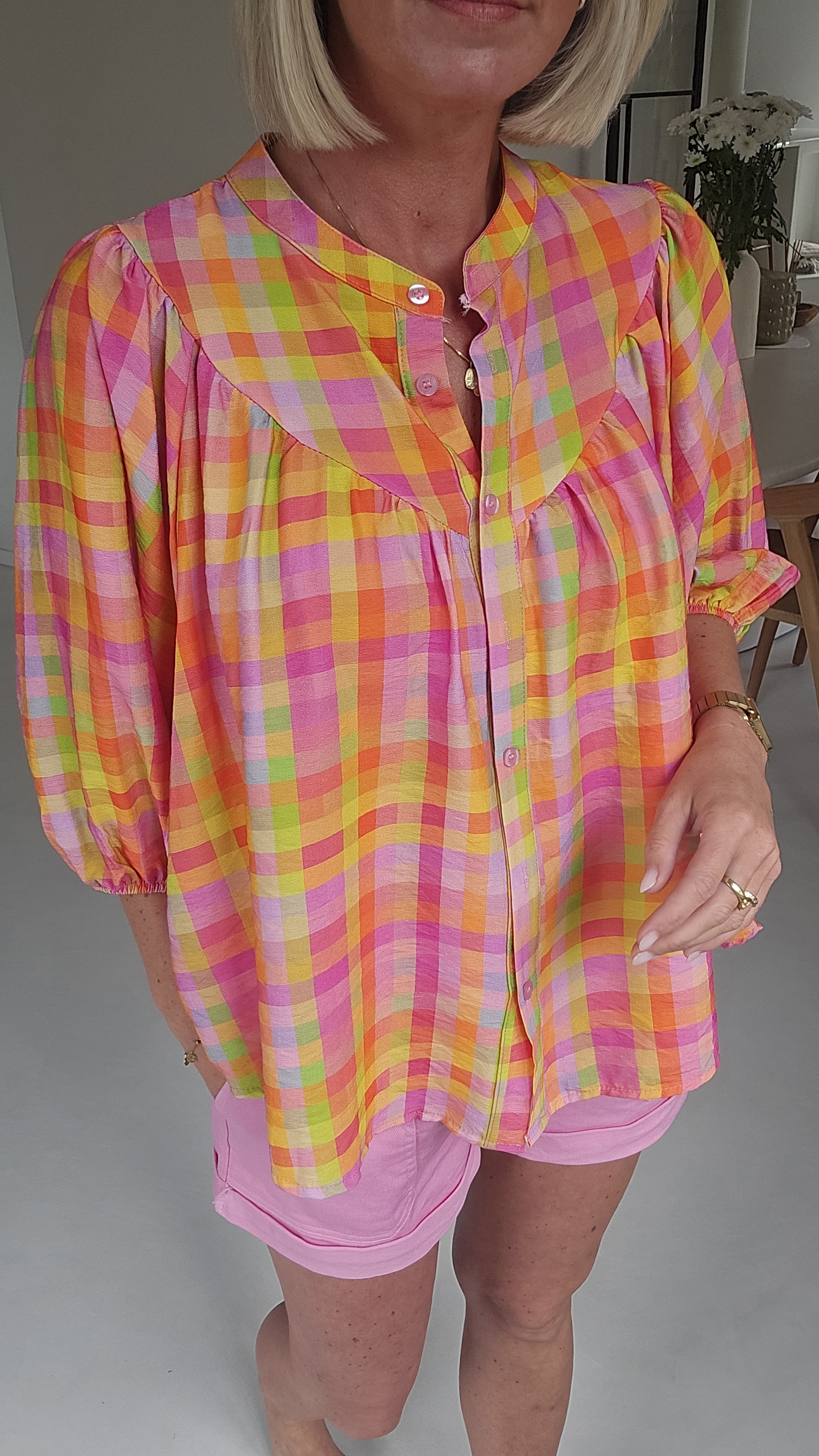 BEA viscose blouse checkered multi