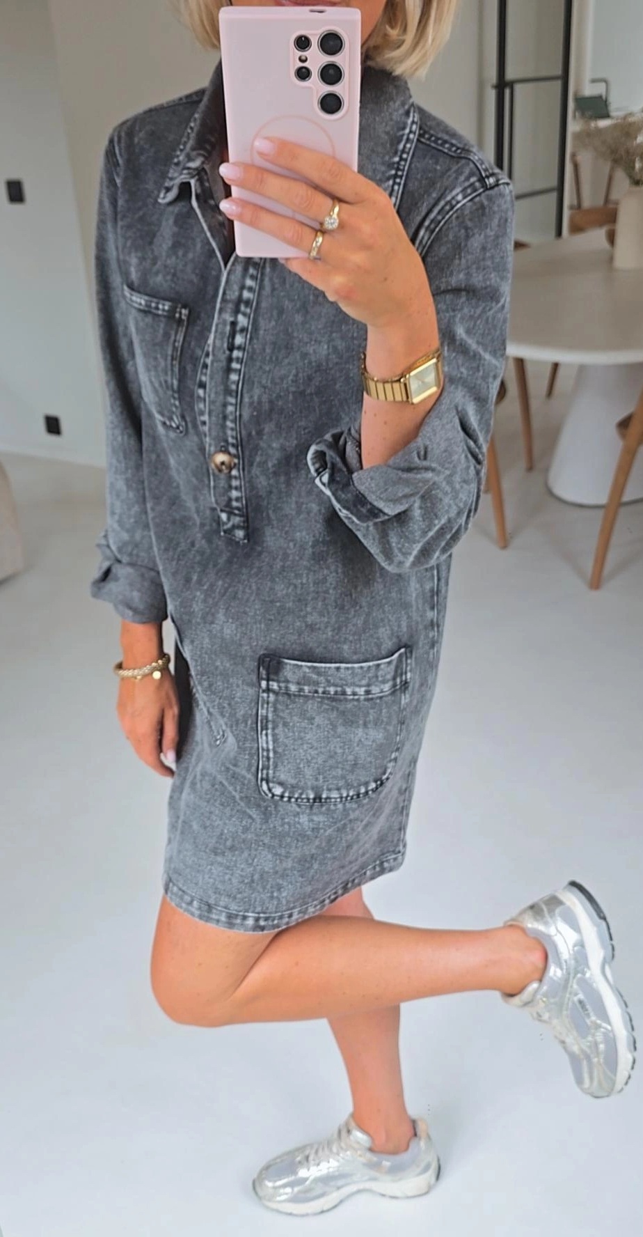 THE PERFECT jeans dress washed black