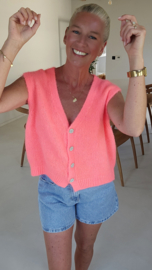 JOLIE sleeveless knit cardigan neon coral