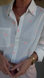 VALENTINE cotton shirt white neon pink