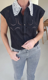 JULIA cotton broderie shirt black