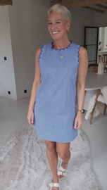 AMELIE striped denim dress royal blue