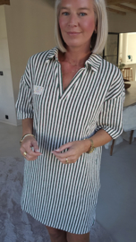 TESS striped sponge dress khaki