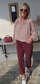 CECE checkered blouse burgundy