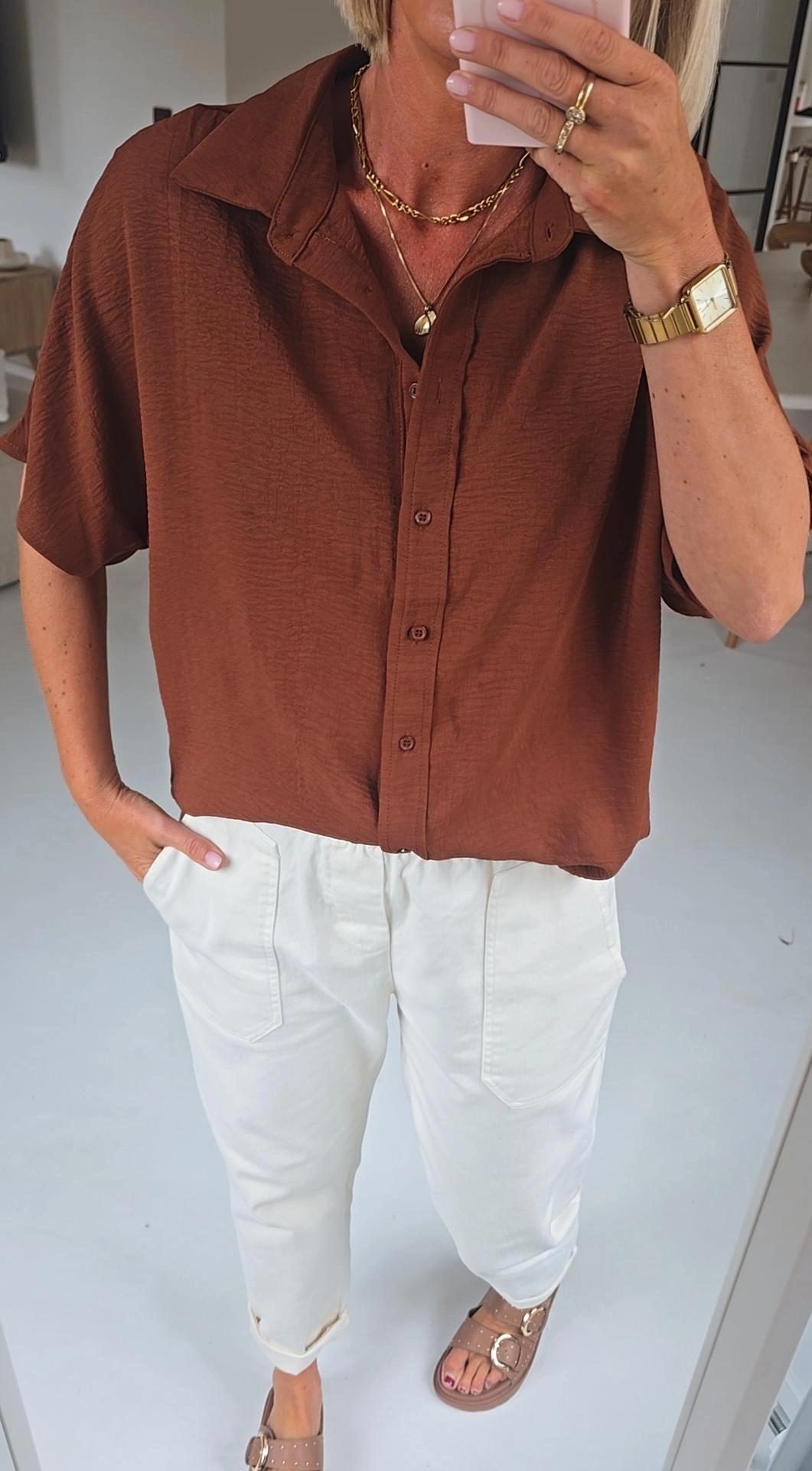 MIA short-sleeved shirt chocolat