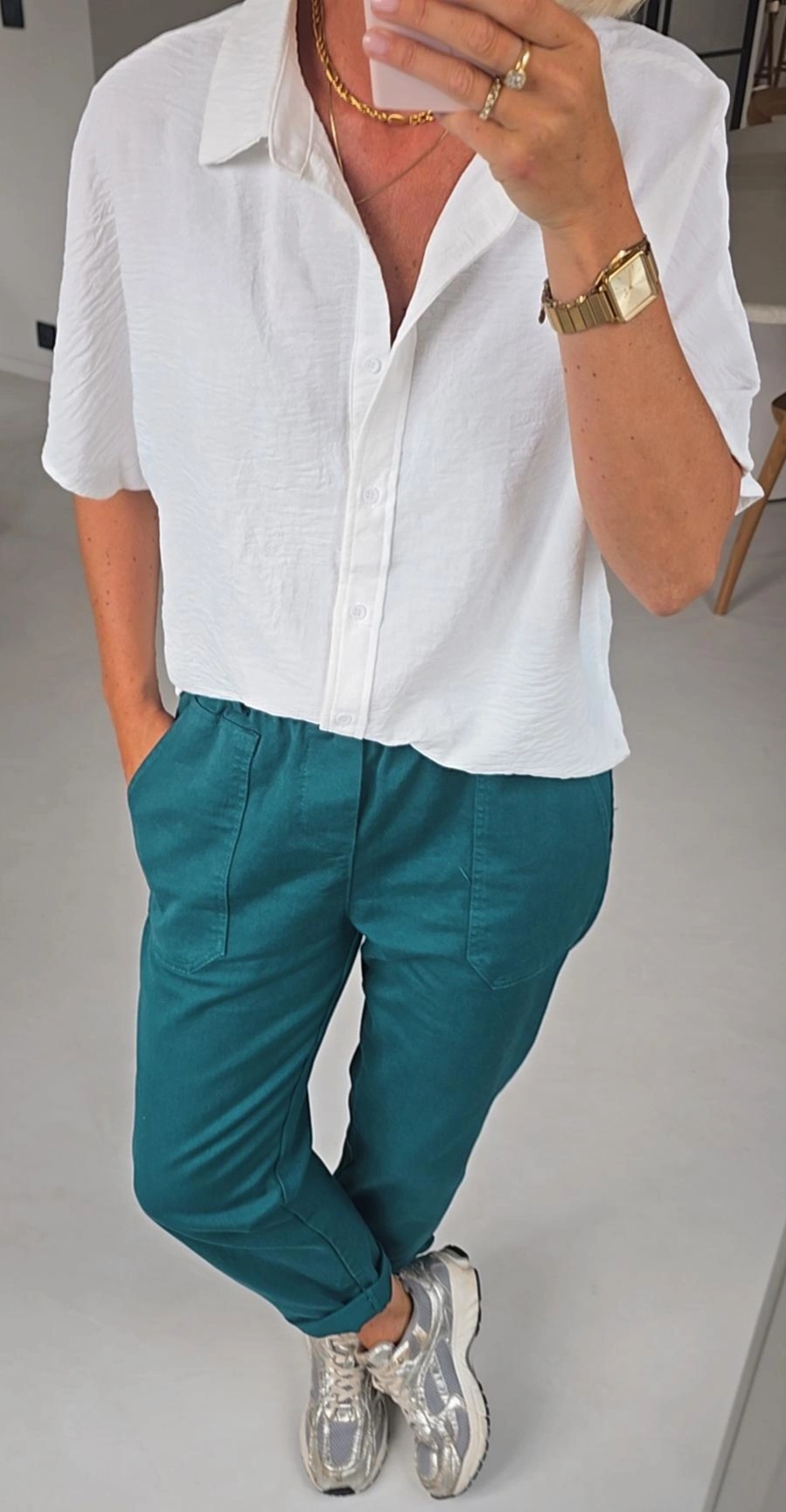 BEVIN cotton paperbag pants teal