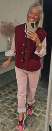 MELIA 2 sleeveless teddy jacket burgundy
