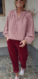 CARIE checkered blouse burgundy