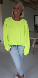 HAPPY LIFE sweatshirt neon yellow (with key ring)