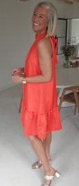 HAVY silky satin dress soft peachy orange
