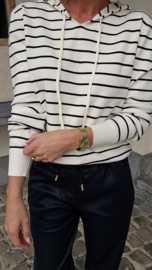 JOSJE striped knit hoodie off-white