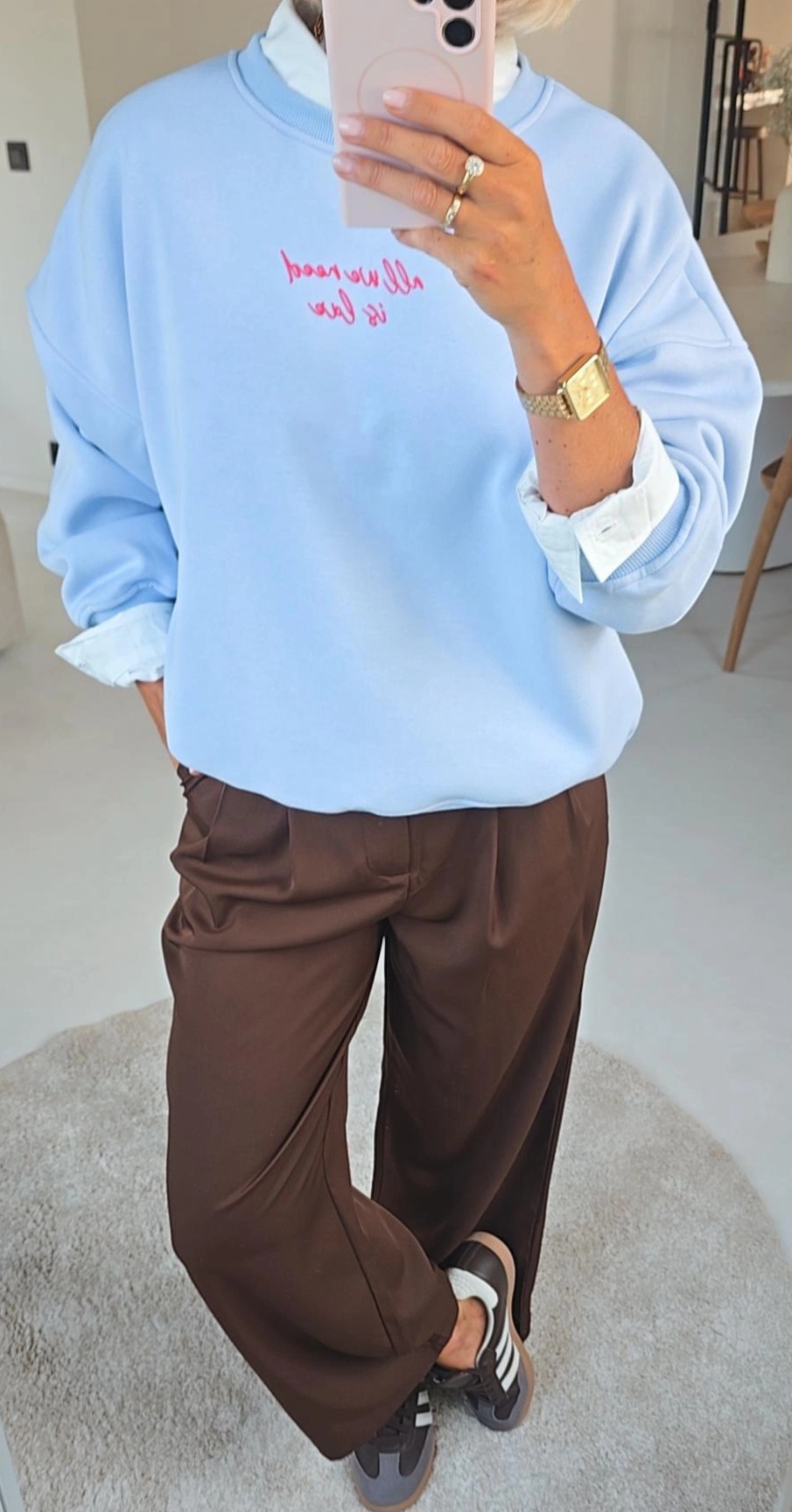 ALL WE NEED IS LOVE sweatshirt baby blue