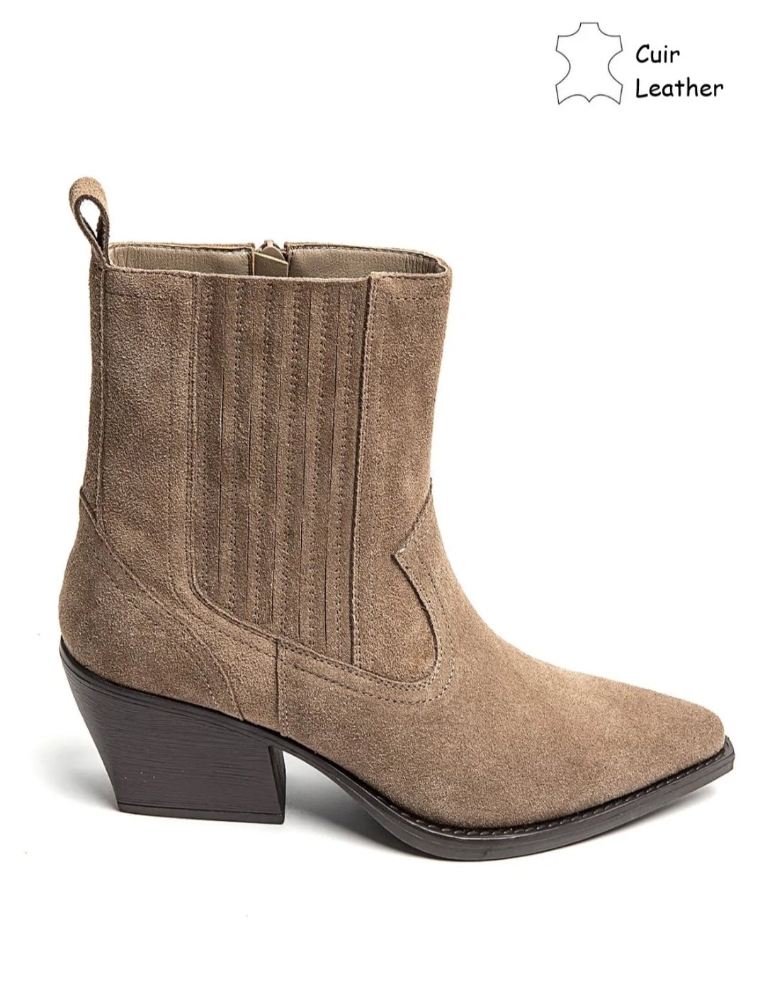 RUNE suede leather short boots taupe