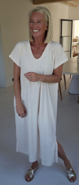 DIDI maxi terry T-shirt dress vanilla v-neck