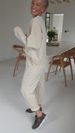 VERO soft velvet jogger set soft beige