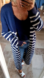 LIZZY striped maxi knit cardigan navy