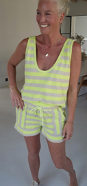 BIBI striped terry set neon yellow beige