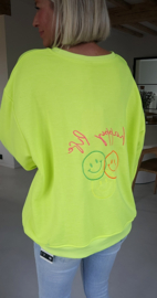 HAPPY LIFE sweatshirt neon yellow (with key ring)