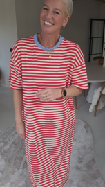 MIAMI striped maxi T-shirt dress red