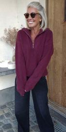 MILOU zipper knit burgundy